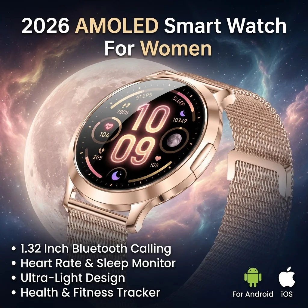 2026 AMOLED Smart Watch Women 1.32 Inch Bluetooth Calling Heart Rate Sleep Health Monitor Ultra-Light Smartwatch For Android iOS