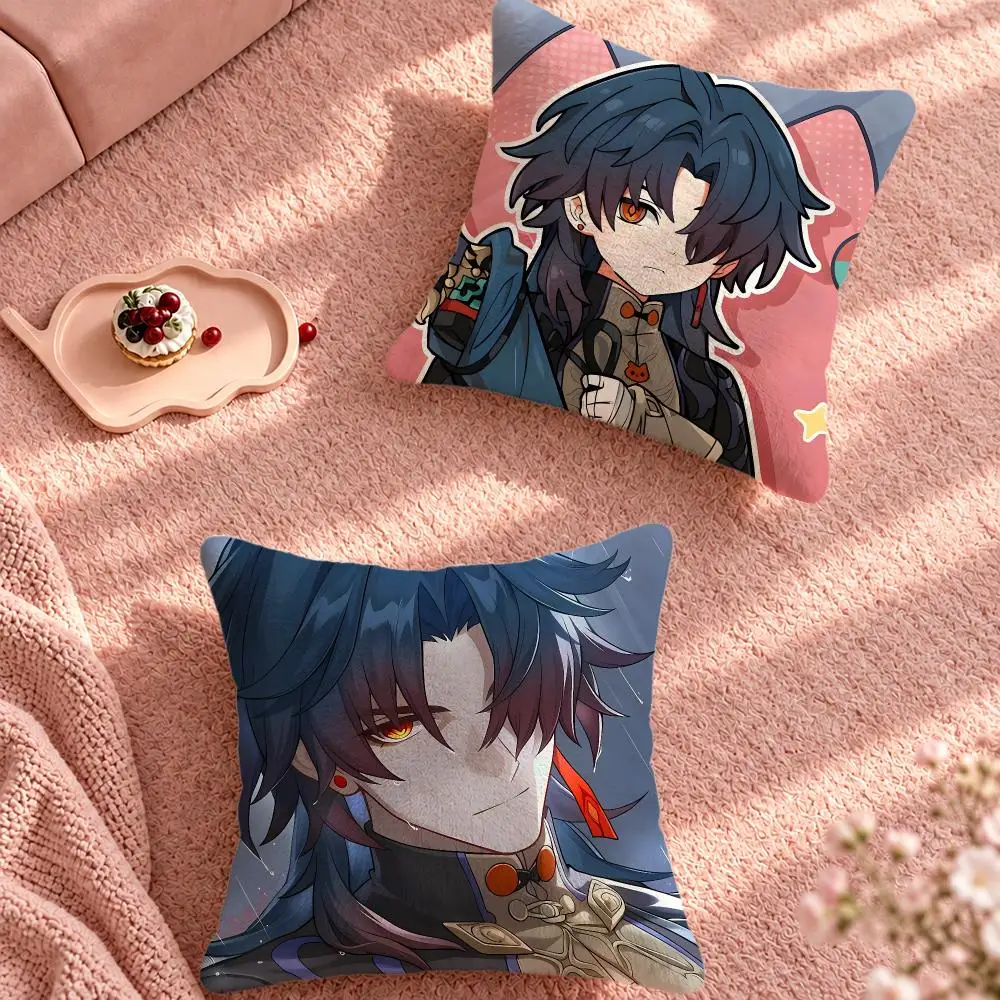 Game Honkai Star Rail Wind Blade Cushion Cover Cute Cartoon Throw Pillow Cover Soft Plush Cushion Cover Sofa Bedroom Home Decor