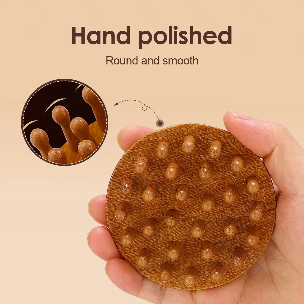 Sandalwood Massage Comb Finger Ring Comb Head Meridian Comb Scalp Massager Anti-Static Wooden Brush Guasha Tool for Full Body image 5