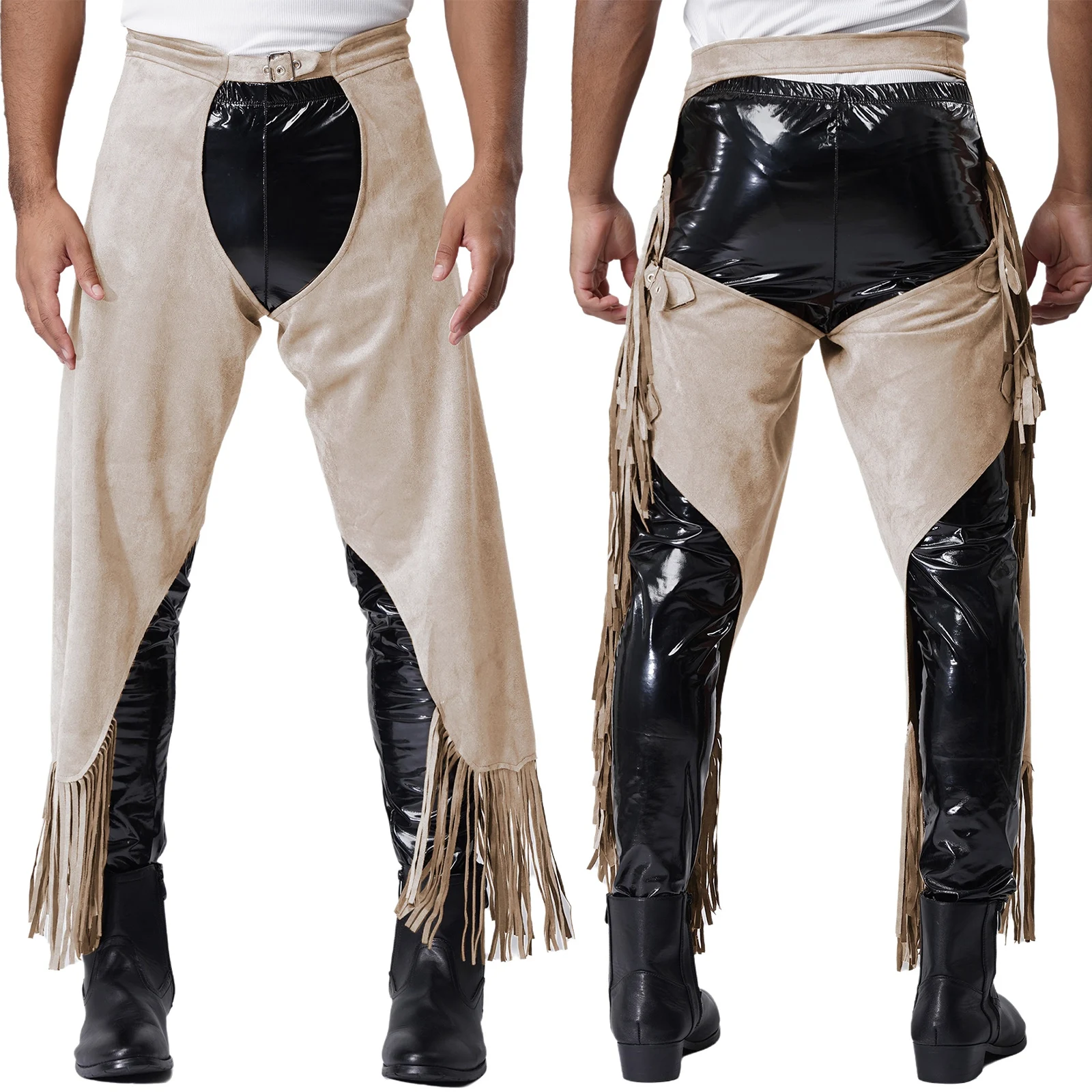 

Men's Vintage Cover Pants Cowboy Open Crotch Backless Split Fringe Pants for Halloween Theme Party Cosplay Accessory Pants