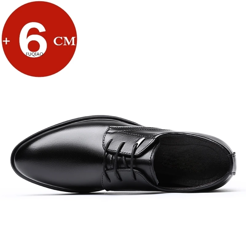 Classic Men's Oxford Height Increasing Shoes 6cm Hidden Lift Formal Elevator Leather Shoes for Wedding Business Banquet