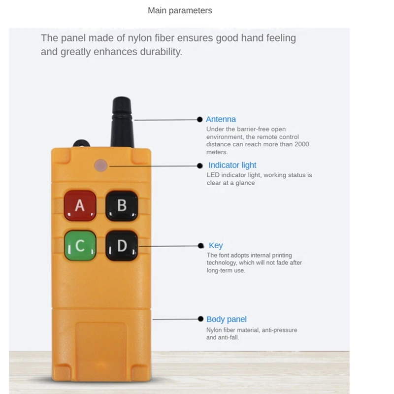 High Power Waterproof And Drop-Proof Industrial Wireless Remote Control EV1527 Chip ASK 2000M Long Range 433Mhz