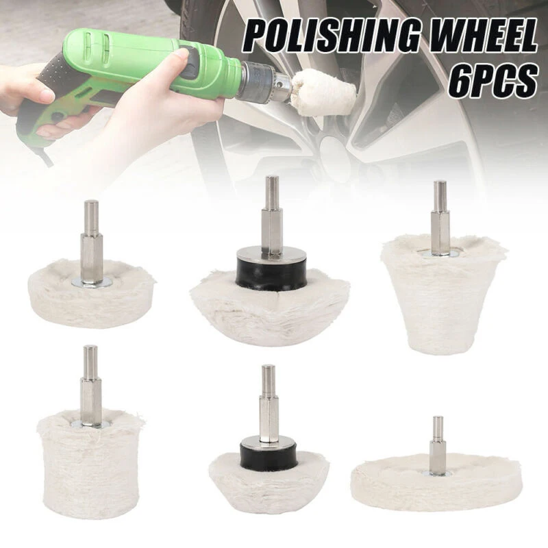 Almohadilla de pulido para pulir, Kit de fregona, pulido de joyería, acero inoxidable, aluminio, madera, 6 uds., plástico, acero inoxidable