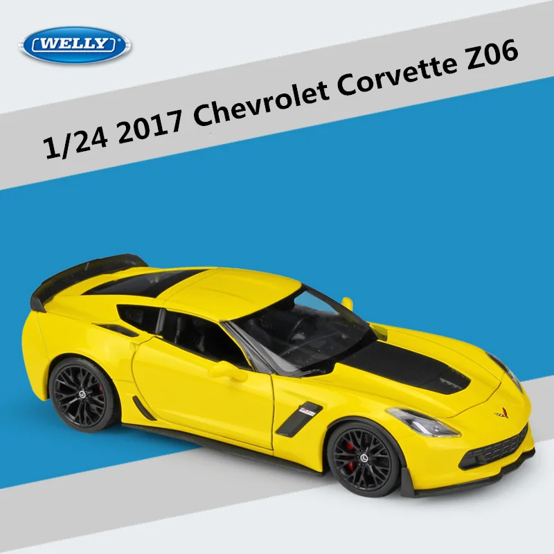 WELLY-Chevrolet Corvette Z06, Voiture de sport en alliage moulé sous pression, Modèle de voiture de course, Simulation élevée, Collection de cadeaux, 1:24