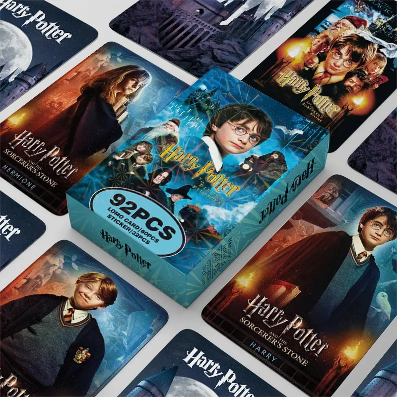 60+32Pcs/Set HP Photo Card Potter Sticker Movie Character LOMO Card Fans Collect Postcards