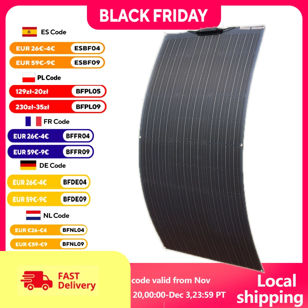 

XINPUGUANG 1pcs-10pcs 100W Flexible solar panel Charger battery 12V 100W- 1000W Photovoltaic Power solar panels kit complete