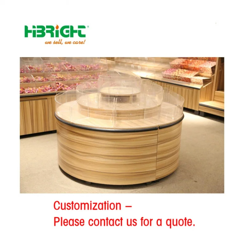

custom.New Design Wooden Circular Display Custom Vegetable Fruit Shelf Crates Stand Rack