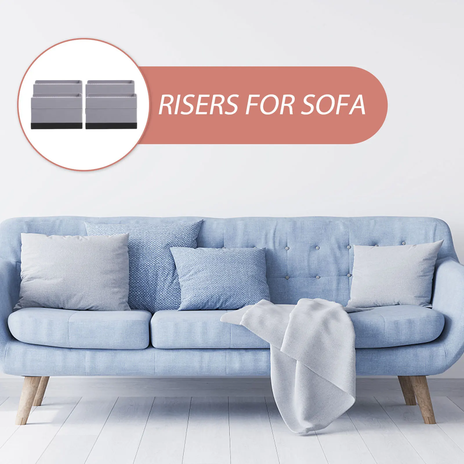 

4pcs Bed Risers Heavy Duty Furniture Lifters 5 Inch Height Adjustable Table Leg Pads Non-Slip Base For Couch Chair Desk Storage