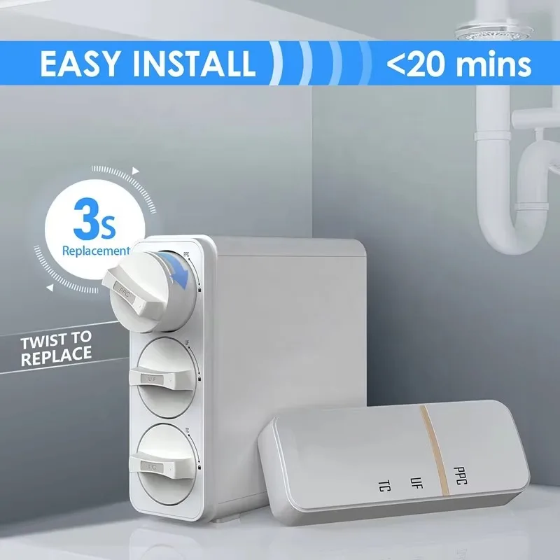 2025Ultra Filtration Desk Top Or Under Sink Super Compact UF Membrane Water Filter System 0.01  For Home Use