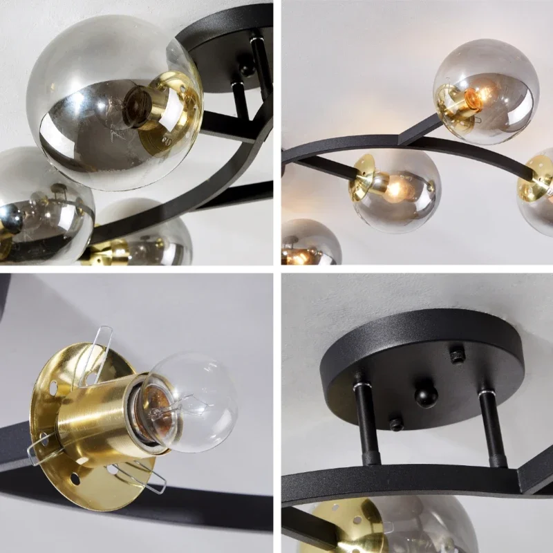 SANDYHA Modern Minimalist Ceiling Lights Branch Glass Ball Ceiling Lamp LED Lighting Fixture For Bedroom Living Room Home Decor