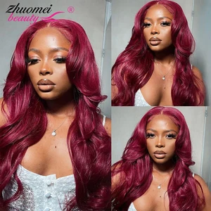 Zhuomei BEAUTY 99J Body Wave Human Hair Bundles 100% Human Hair Dark Burgundy Red Colored Human Hair Bundles Raw Hair Extension