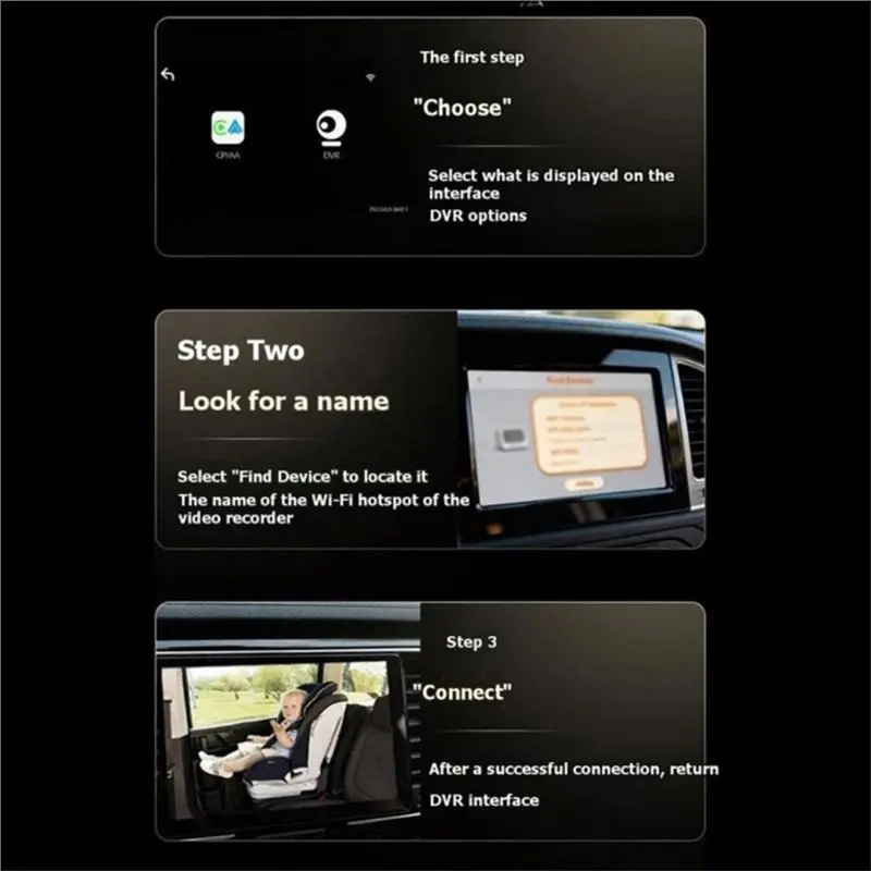 B97A-Wireless Carplay& Android Auto Compatible 5Ghz Wifi Baby Monitor Car With Smart Voice Control Super Wide Angle View And Sta