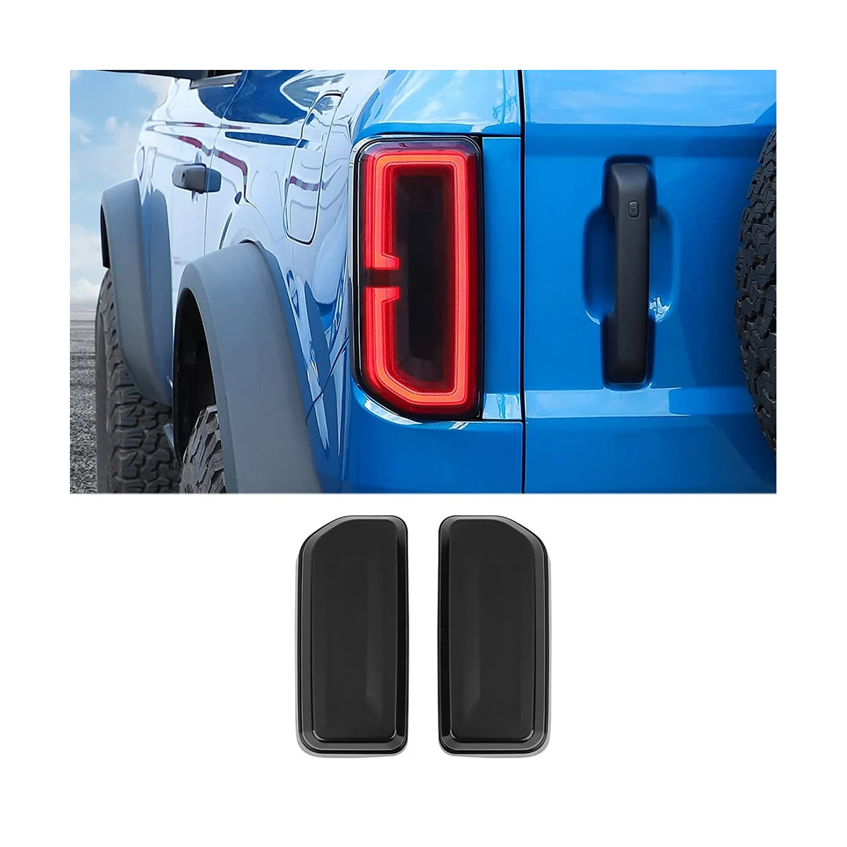 Tail Light Cover for Ford Bronco 2021 2022 2023, Rear Lamp Guard Protector Exterior Accessories (Smoked Black)