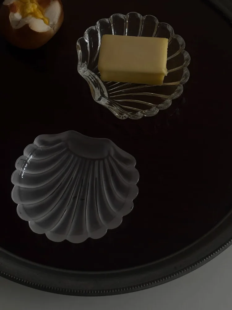 AhunderJiaz Retro Transparent Shell Butter Dish | Jewelry & Dip Serving Tray | Instagram Luxury Decor Plate | Dual Use Gift