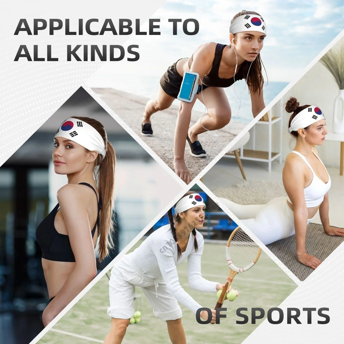 South Korea Flag Men Women Bands Elastic Wide Headbands For Yoga Sports Fitness Exercise Tennis Running Gym Dance Athletic view 6