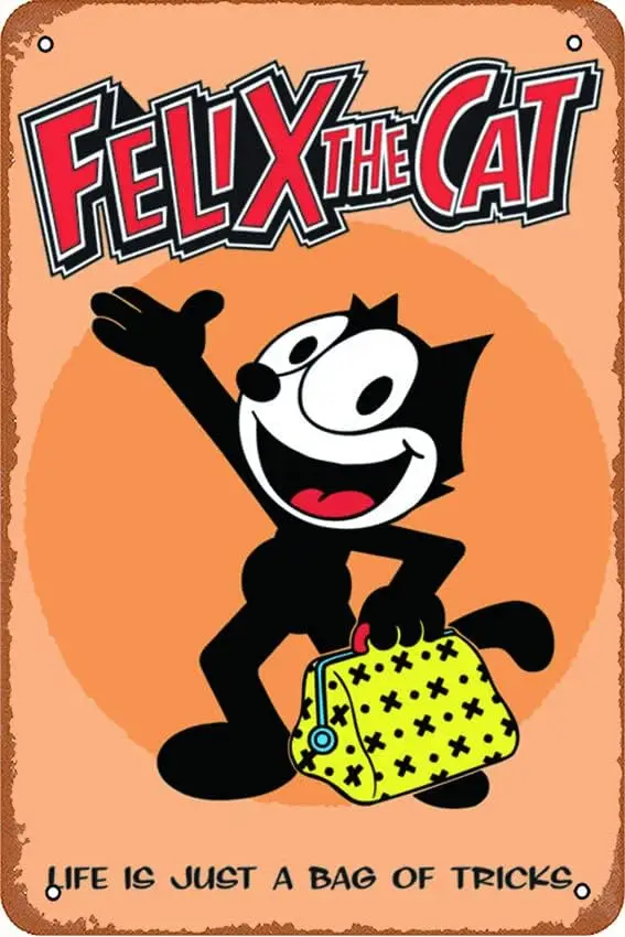 Ysirseu Felix The Cat Bag of Tricks Comic   Metal Sign Vinta