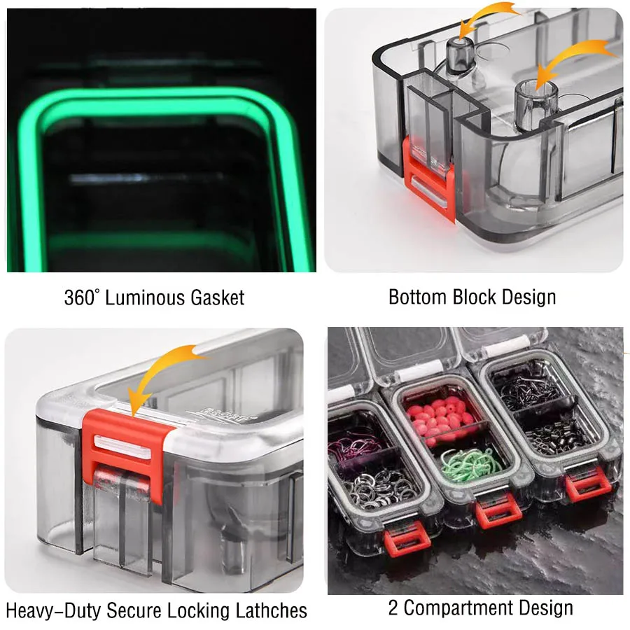 Mini Tackle Box Luminous Waterproof Small Accessories Box Removable Freely Assemble Organizer Pocket Tackle Box 1Pcs