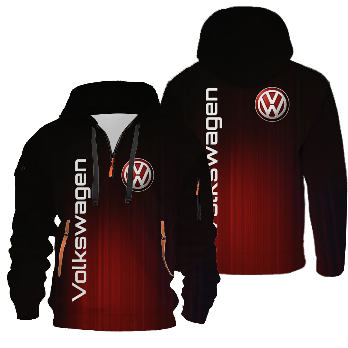 2026 Spring/summer men's sports hoodie, 3D Volkswagen logo printed racing fashion outdoor sports hoodie