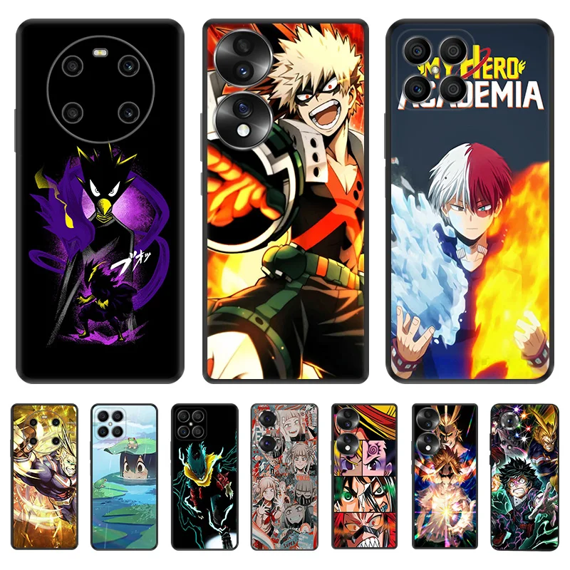 Black Soft Phone Case for Honor Magic5 Pro X7b X8b X9b X6 X7 X8A 90 70 Todoroki Shoto My Hero Academia Pixel 7 8 6a 7a 8a Cover