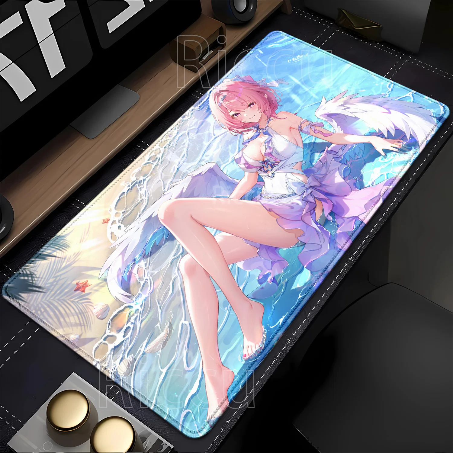 Remielle Dan Zenless Zone Zero ZZZ Mauspad, größerer HD-Druck, rutschfestes Mauspad, Büro-Tastatur, Anime-Mädchen, 400x900mm Schreibtischunterlage