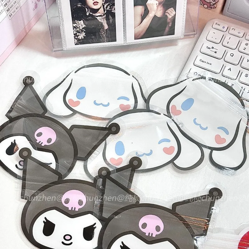 20pcs Kawaii Hello Kitty Sanrio Transparent Ziplock Bag Anime Peripheral Kuromi Big Ears Dog Pacha Melodi Ziplock Candy Storage