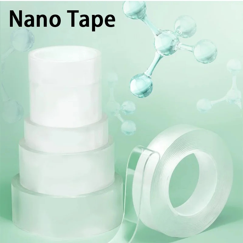 

Nano Double Sided Tape Heavy Duty Transparent Adhesive Strips Strong Sticky Multipurpose Reusable Waterproof Mounting Tape 1-3M