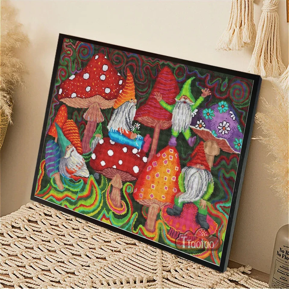 Cartoon Mushroom Gnome Christmas Diamond Painting 5D DIY Full Square Round Mosaic Rhinestone Bead Embroidery Home Decor Crafts