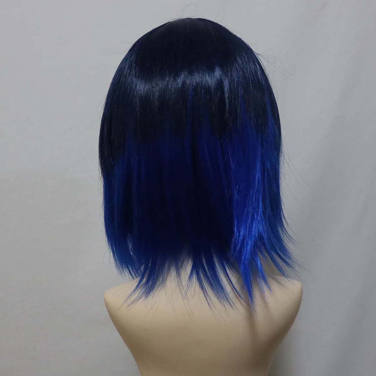 애니메이션 코스프레 소품 악마 하시비라 이노스케 블랙 혼합 블루 스트레이트 헤어 가발