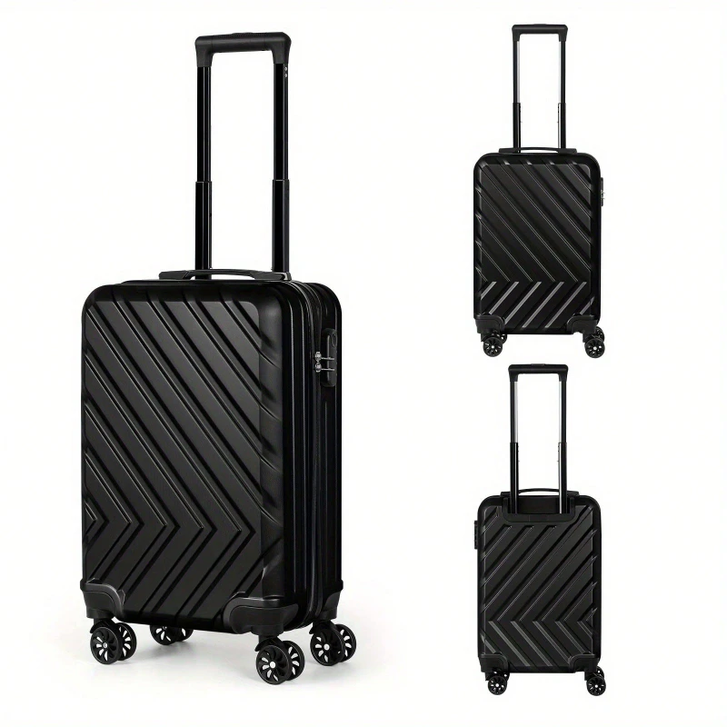 ABS Trolley Luggage 20 Inch Black Spinner Wheels TSA Lock Suitcase for Business Travel Vacation