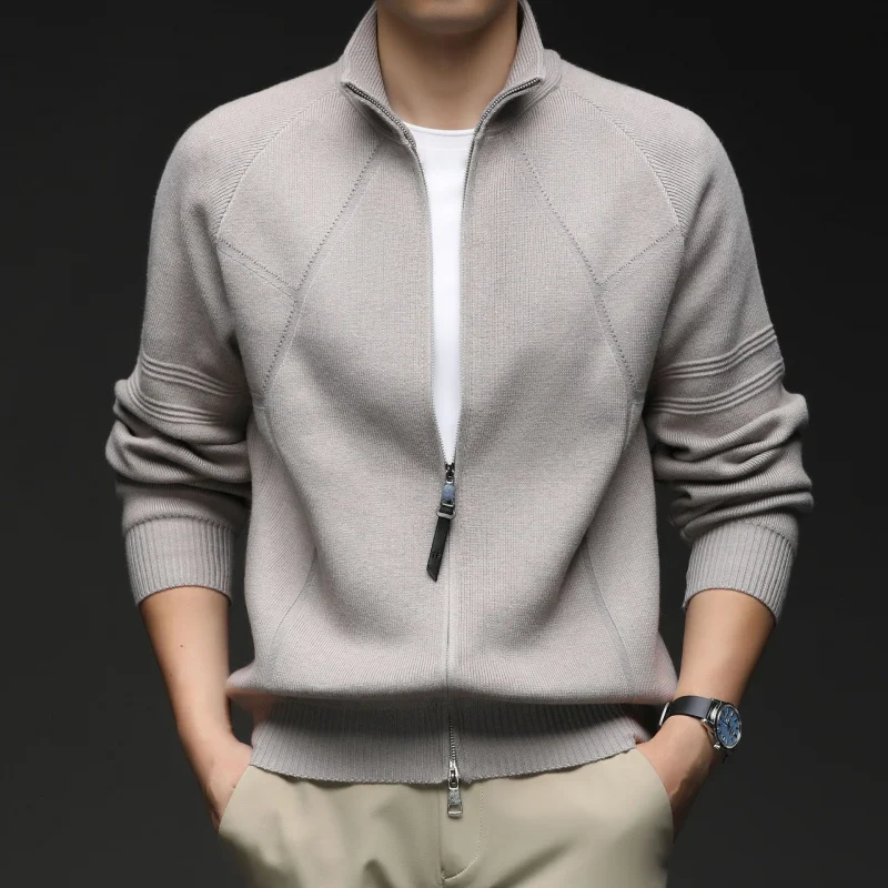 

Spring And Autumn Middle-Aged Men'S Knitted Sweater Korean Style Stand Collar Loose Casual Versatile Knitted Cardigan Top