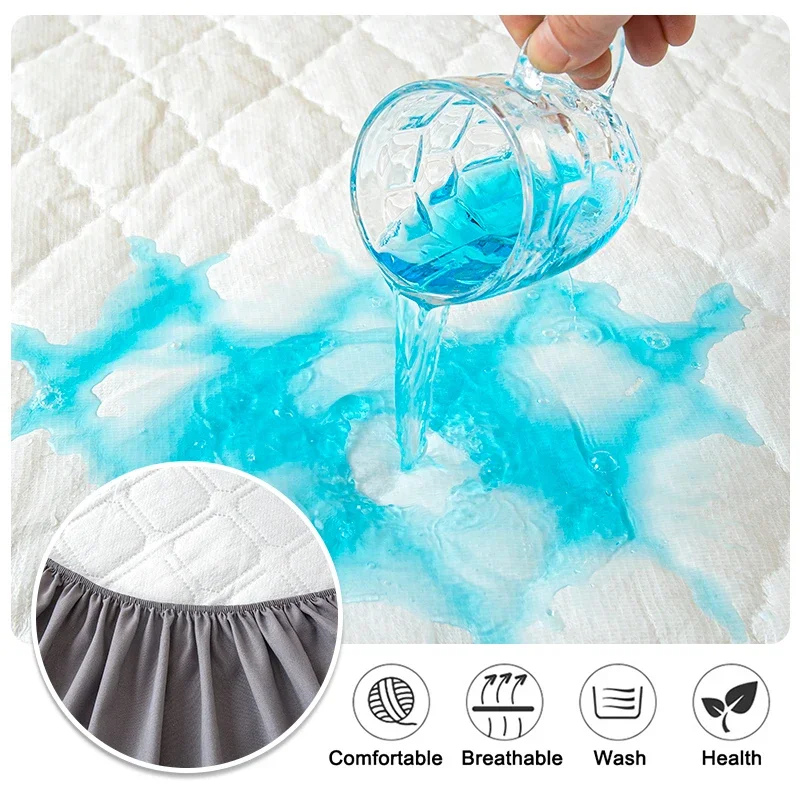 Waterproof Cotton Fitted Bed Sheet Anti-mite Mattress Protector Soft Breathable Mattress Cover Queen Fitted Sheet 140/160*200cm