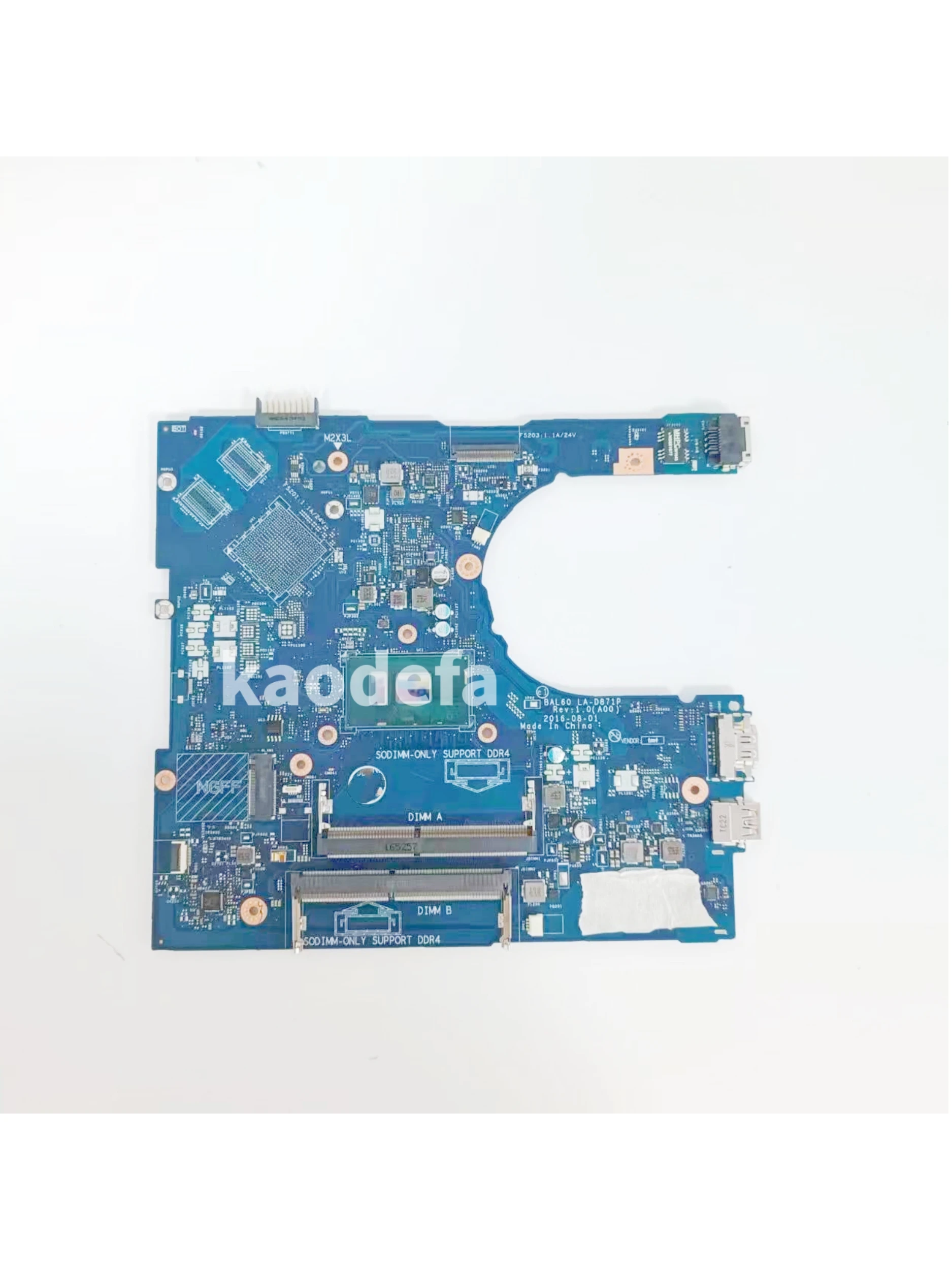 BAL60 LA-D871P para Dell Inspiron 5468, 5568, 5566, placa base de ordenador portátil, CPU: I3-7100U/I5-7200U, UMA, CN-0J922J, 100%, prueba OK