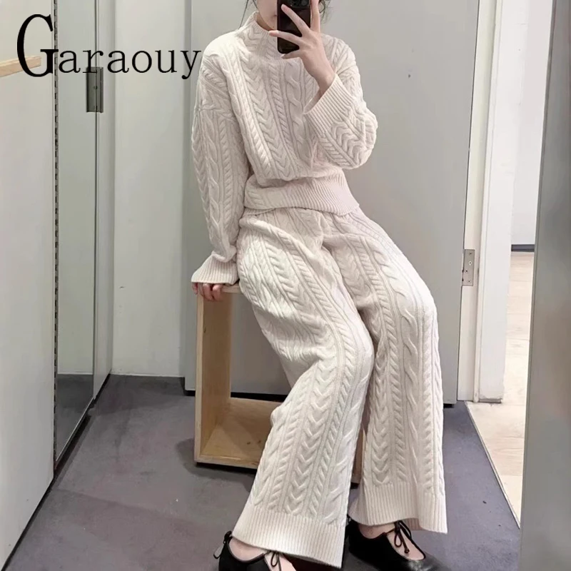 Casual Knitting Suit Women Winter Loose Twist Pullover Sweater Or Pant Fashion Sports Style Fashion