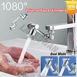 Universal 1080° Rotatable Faucet Aerator Extender Plastic Splash Filter Faucets Bubbler Nozzle Robotic Arm for Kitchen Bathroom