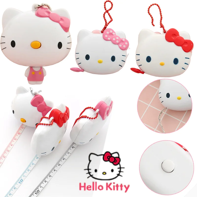 

100Cm Hello Kitty Tape Measure Automatic Retractable Tape Measure Mini Portable Soft Ruler Dedicated Measurement Size Waistline