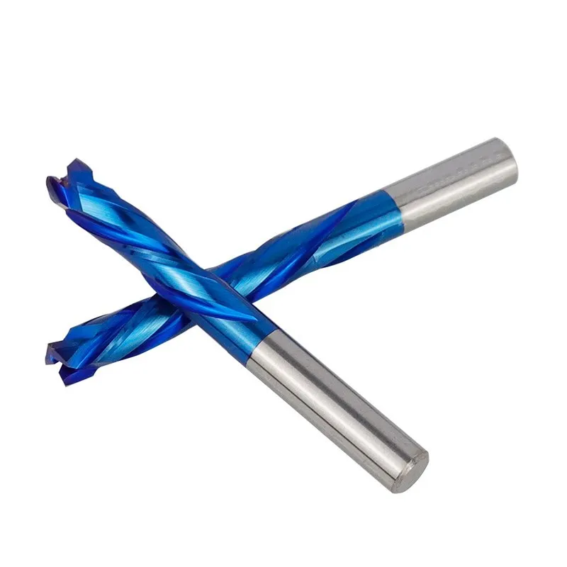 End Mill 3 Flute Up Down Cut Milling Cutter 3.175/4/5/6/8/10/12mm Shank CNC Router Bits Nano Blue Coated Carbide for Aluminum