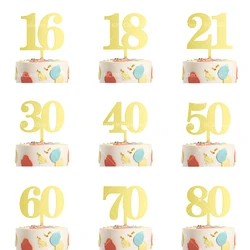 Gold Acrylic 18/21/30/40/50/60/70/80 Cake Topper Surface Cake Topper For Birthday Party Wedding Anniversary Cake Decoration