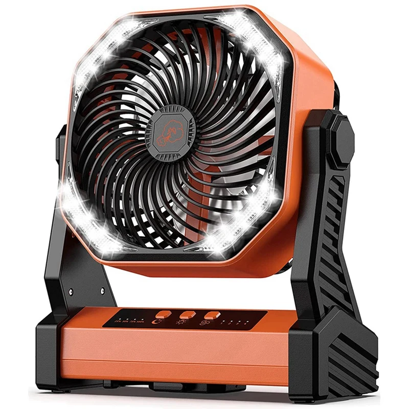 

20000Mah Rechargeable Battery Powered Fan High-Velocity Camping Fan With LED Light Hook Charging Cable