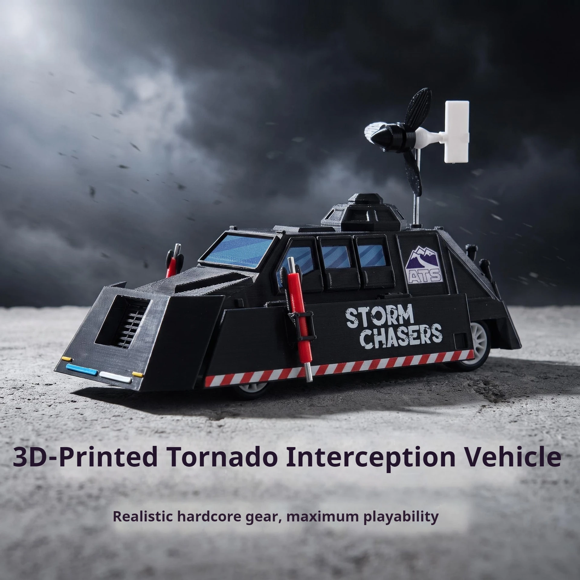 Storm Chasers Tiv2 Tornado-Intercept-Fahrzeugmodell mit beweglichen Rädern, farbige Lackierung, Sammlerfigur, Desktop-Dekoration – Detail 3
