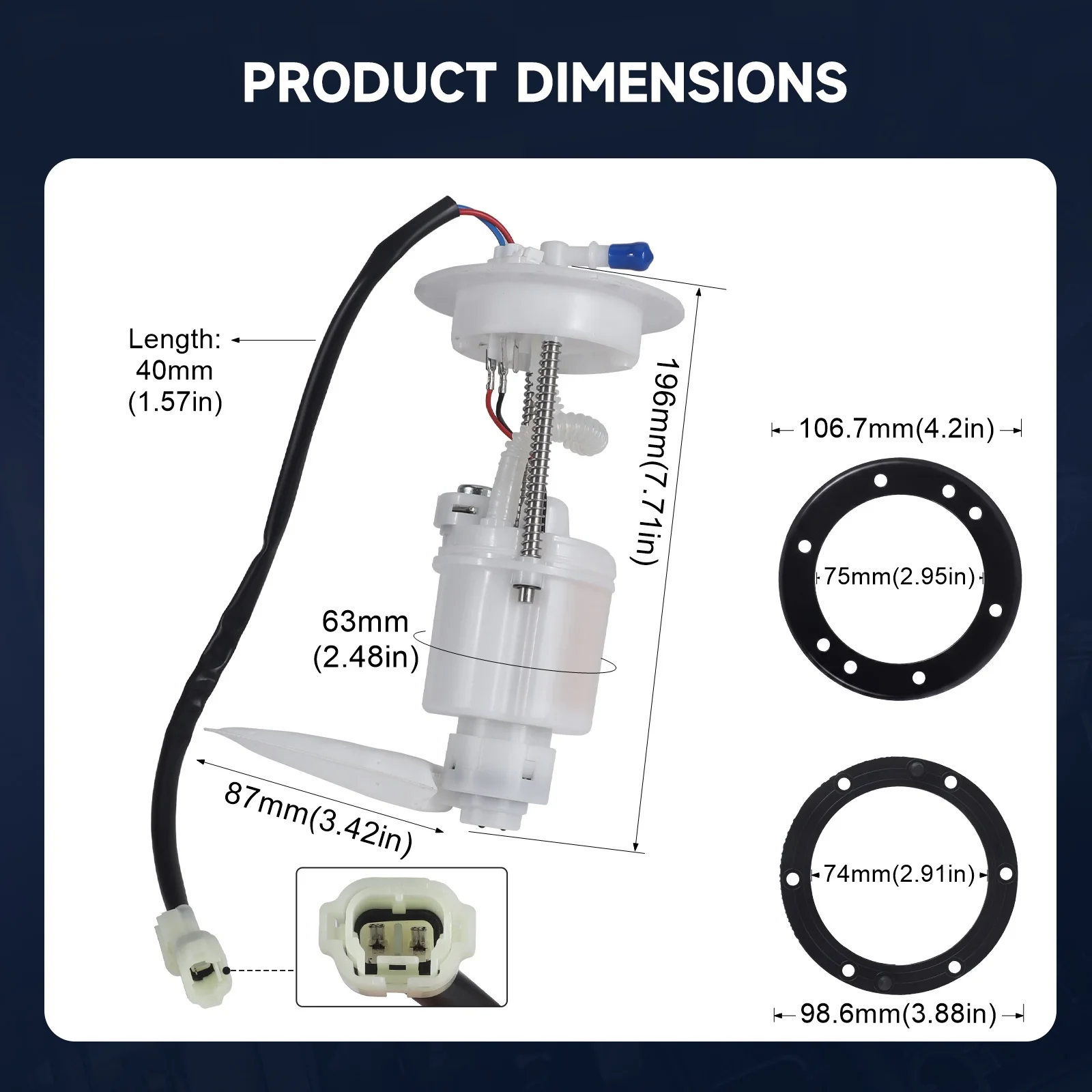 

For CFMOTO CFORCE 400 500 600 800 HO EFI CF500 X5 X5HO X6 400-625 ATV UTV Quad 901F-150900 White ABS Electric Fuel Pump Module