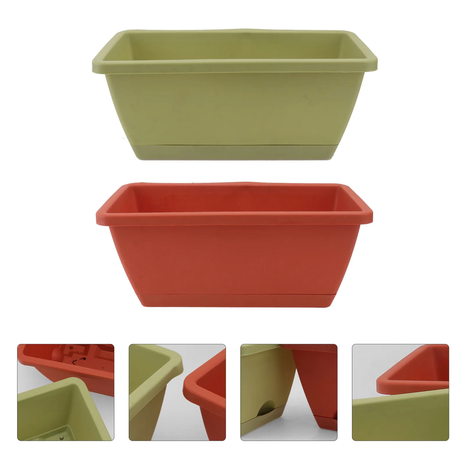 

2 Pcs Vegetable Pot Plastic Plant Plants Outdoor Balcony Vegetables Garden Rectangular Planting Pots Basin