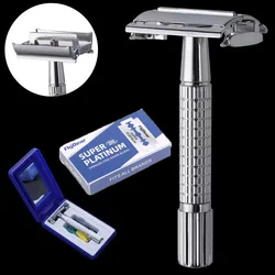 YUNCHi Razor for Men Traditional Classic Butterfly Double Edge Shaving Razor Chrome Sharp Shaver Shaving Beard Safety Razor