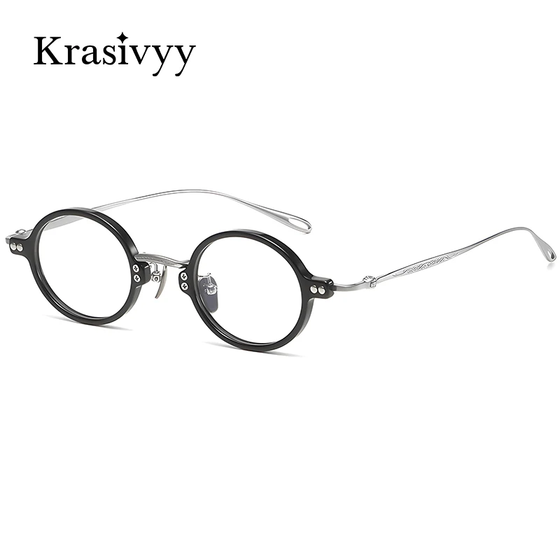 

Krasivyy Titanium Acetate Glasses Frames Men Small Size Retro Round Prescription Eyeglasses Frame Women Luxury Optical Eyewear