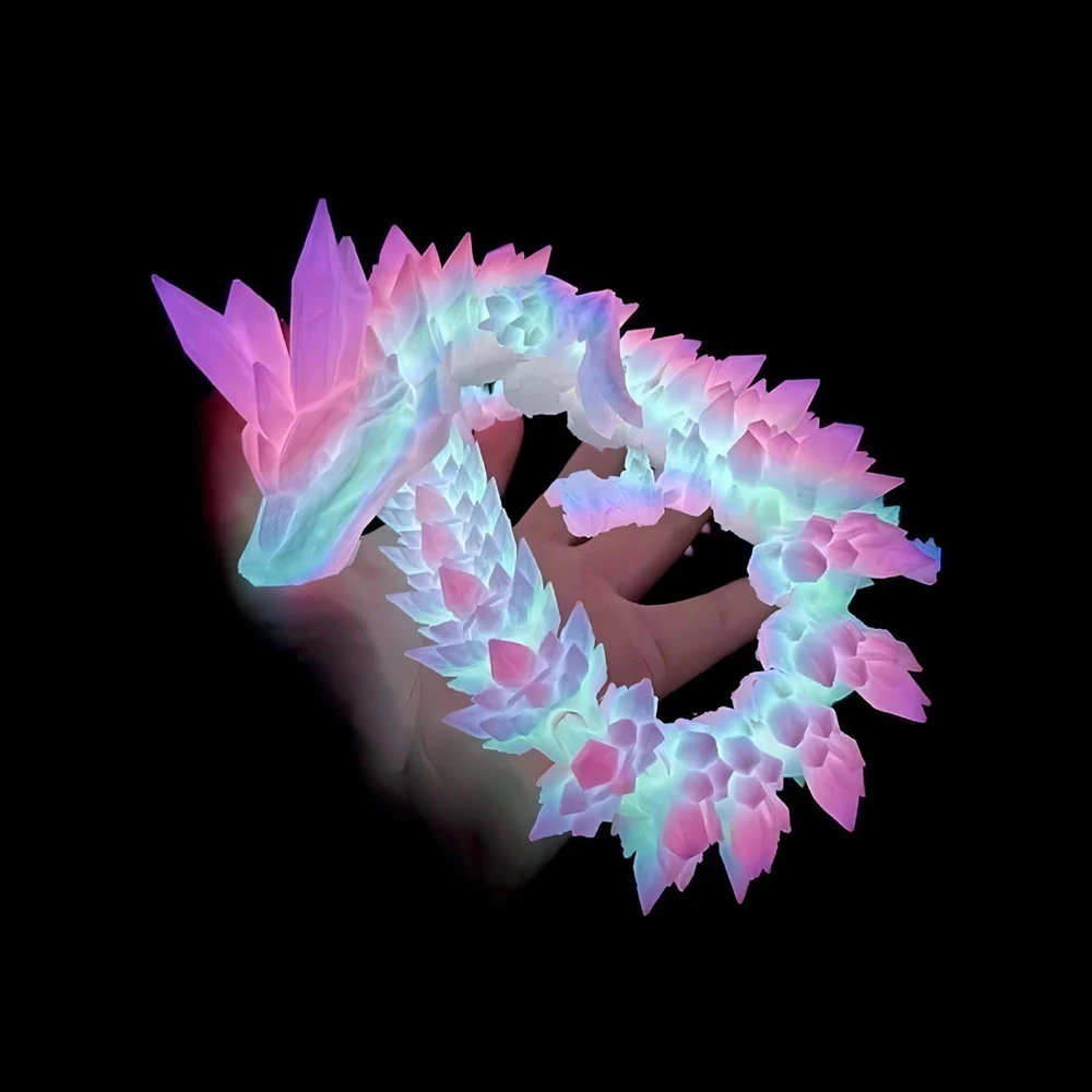 3D Printed Model Toys Luminous Dragon Multi-joint Ornament Kids Toys Realistic Animal Figures Decorative Desktop Boys Gifts