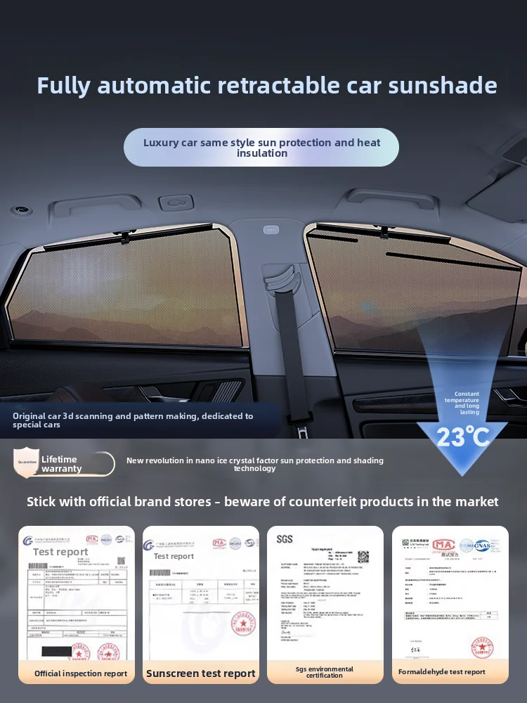 Auto Retractable Car Side Window Sun Shade, UV Heat Insulation Privacy Curtain Custom Fit