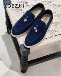 Loafers Moccasines Suede Summer Walk Shoes Women Spring Autumn Fashion CausaleLeather Metal Pendant Flat Shoes Lazy SlipOn Mules