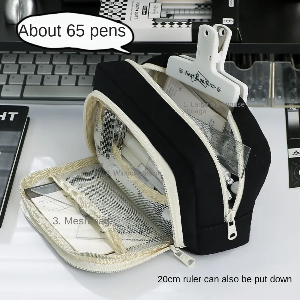 Desktop Storage Aesthetic Pencil Bag Large Capacity Aesthetic Pencil Box Creative Dancing Panda Pen Case Organizer Office