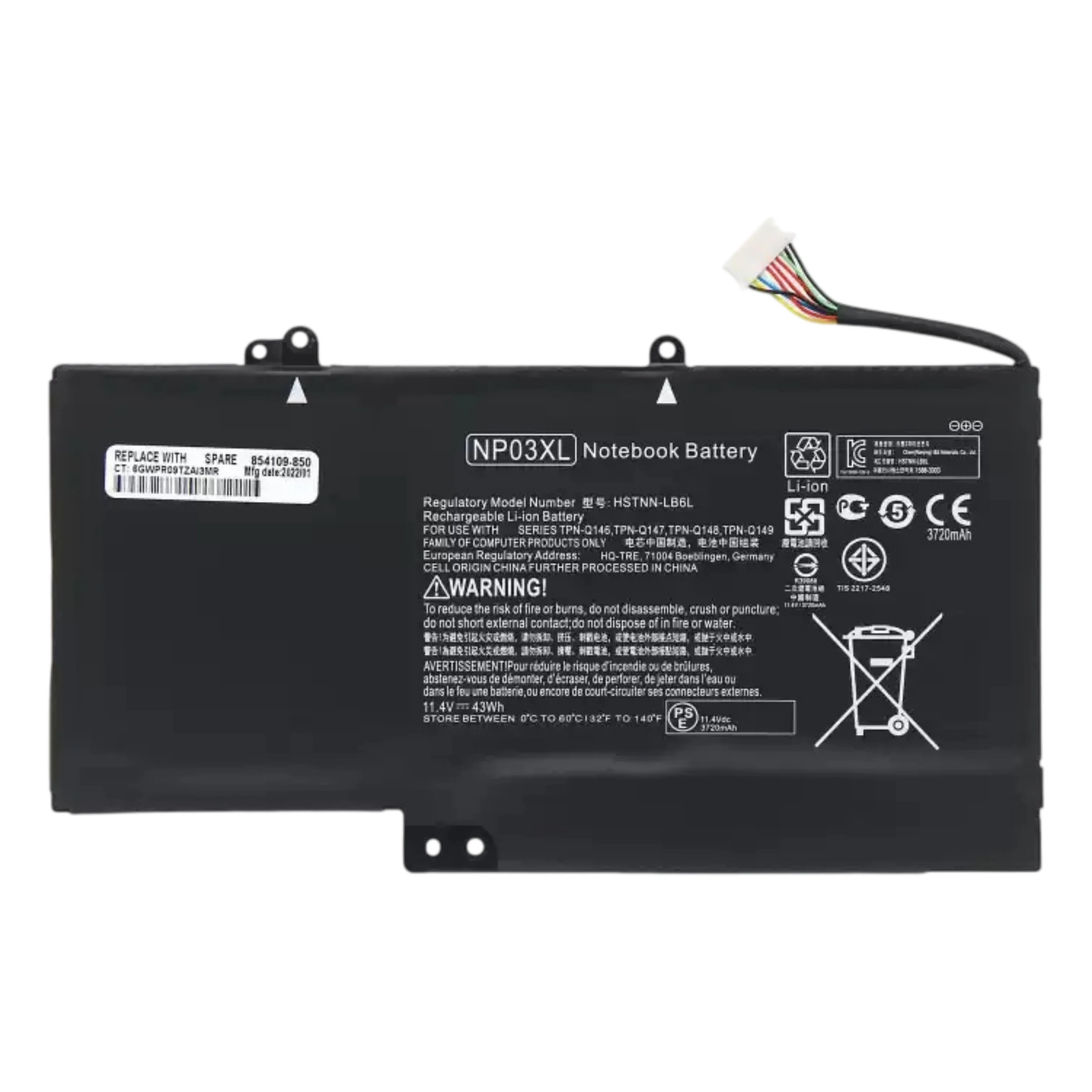 For NP03XL HSTNN-LB6L X360 13-a010DX 760944-421