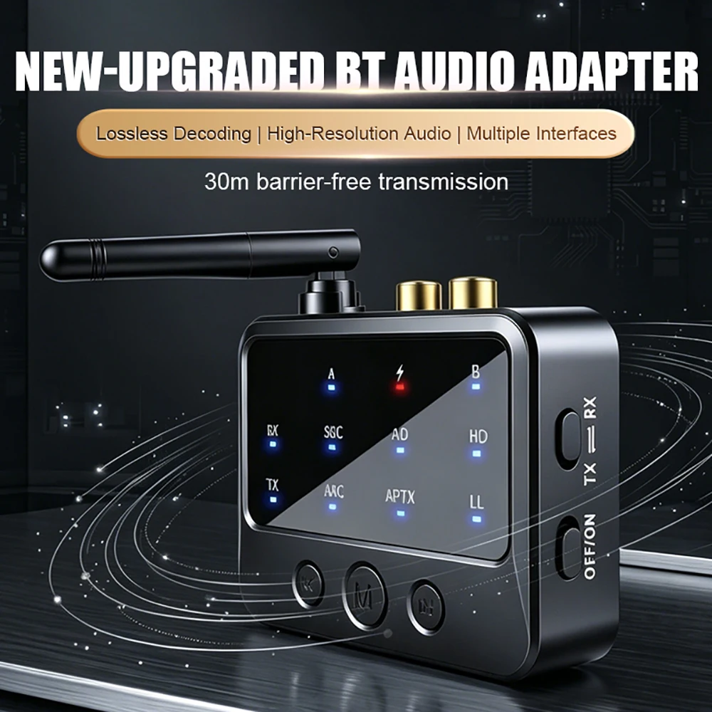 Kebidumei Bluetooth 6.0 Nadajnik-Odbiornik Audio AptX-Adaptive AD/HD/LL AAC 3.5MM AUX RCA Stereo HiFi Bezprzewodowy Adapter Muzyczny — zdjęcie produktu 3