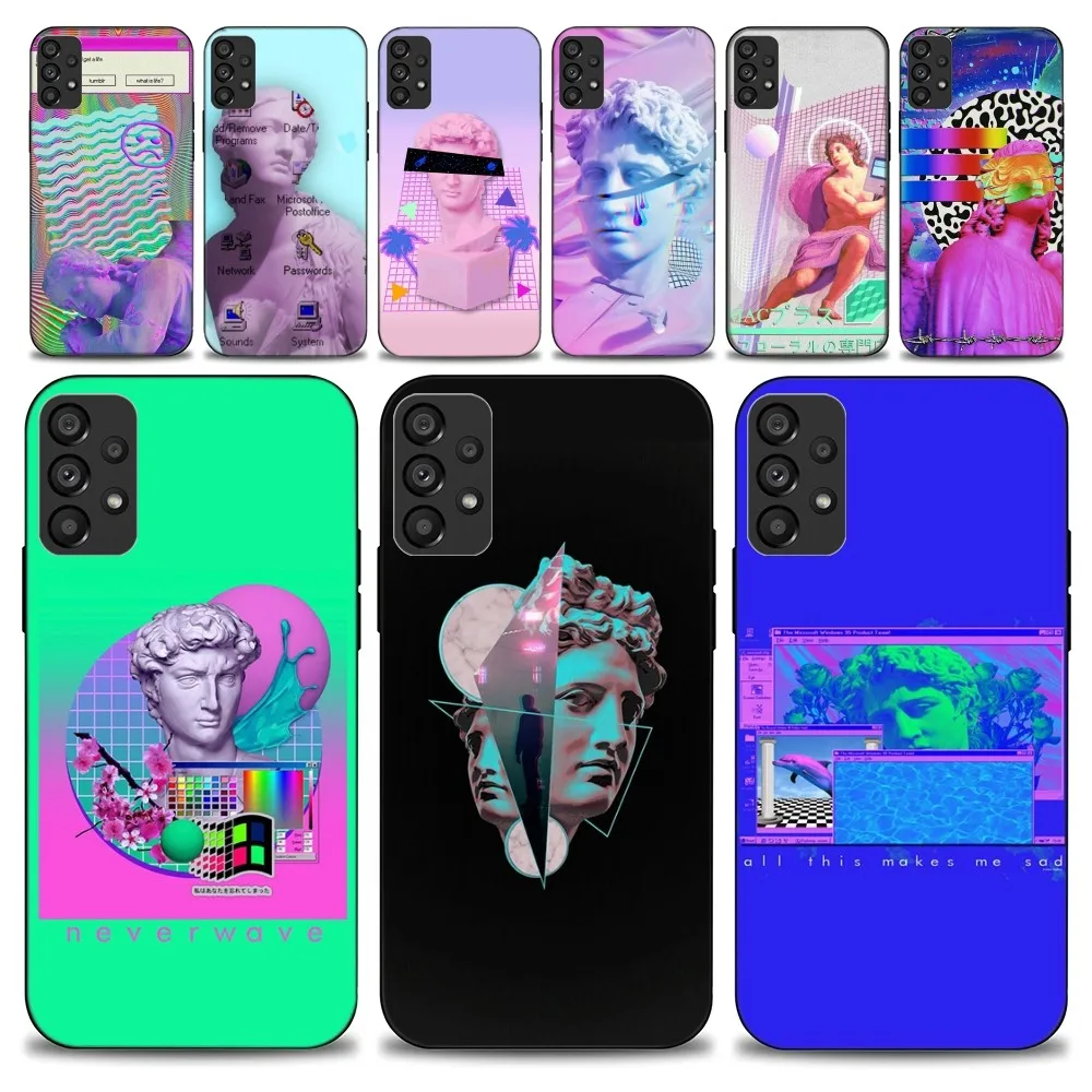 Vaporwave Aesthetic Art Phone Case For Samsung Galaxy S22 S23 Ultra S21 S20 FE Plus Note 20 Soft Cover